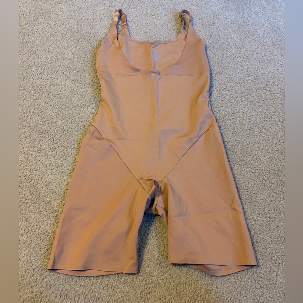 Elegant Nude Shapewear Bodysuit with crotchless shorts